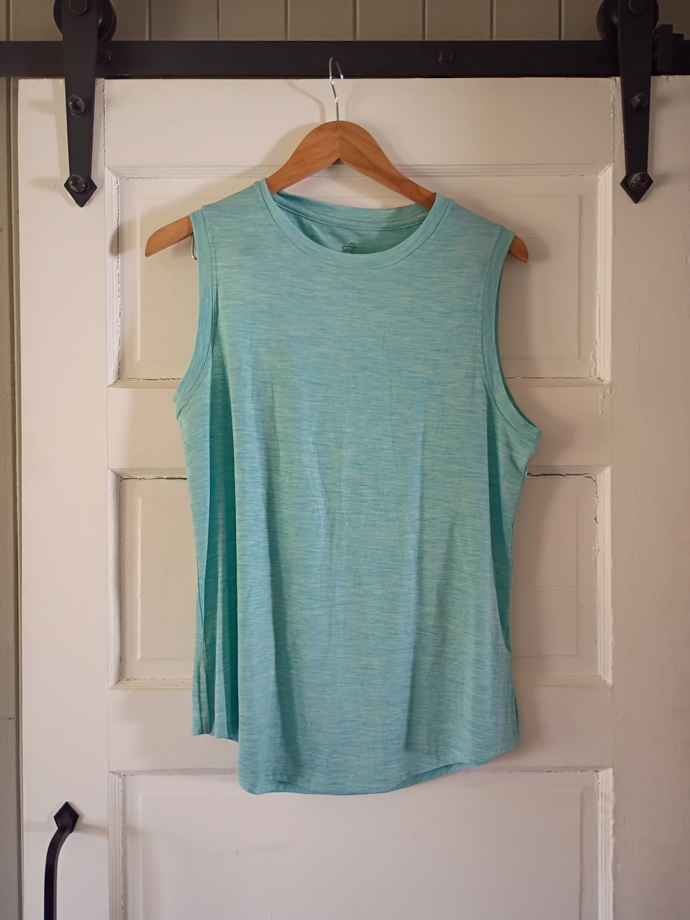 Sleeveless Light Teal Muscle Tank — Women's Casual Muscle Tee